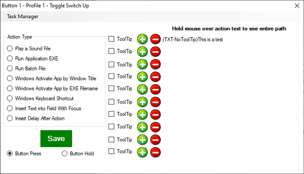 USB KeyPad Manager save button screen shot